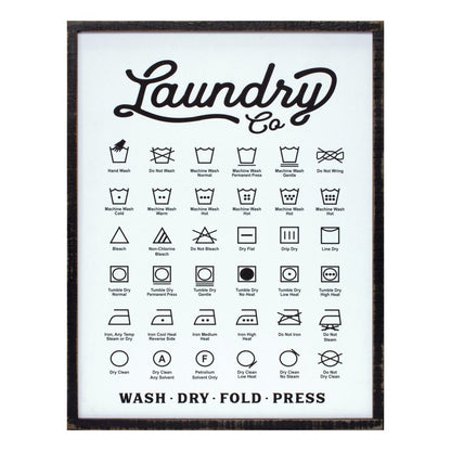 26" X 20" White And Black Laundry Wood Wall Decor