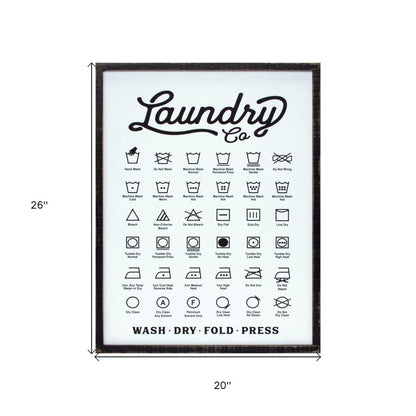 26" X 20" White And Black Laundry Wood Wall Decor