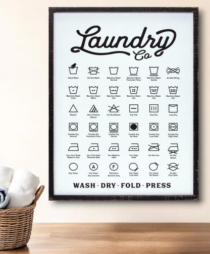 26" X 20" White And Black Laundry Wood Wall Decor