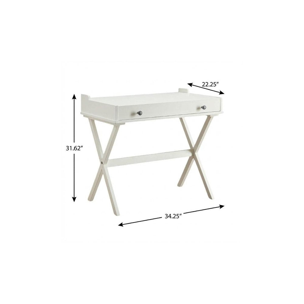 34" Antiqued White Wood Flip Top Desk