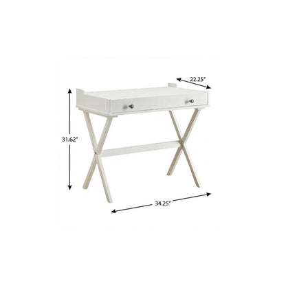 34" Antiqued White Wood Flip Top Desk
