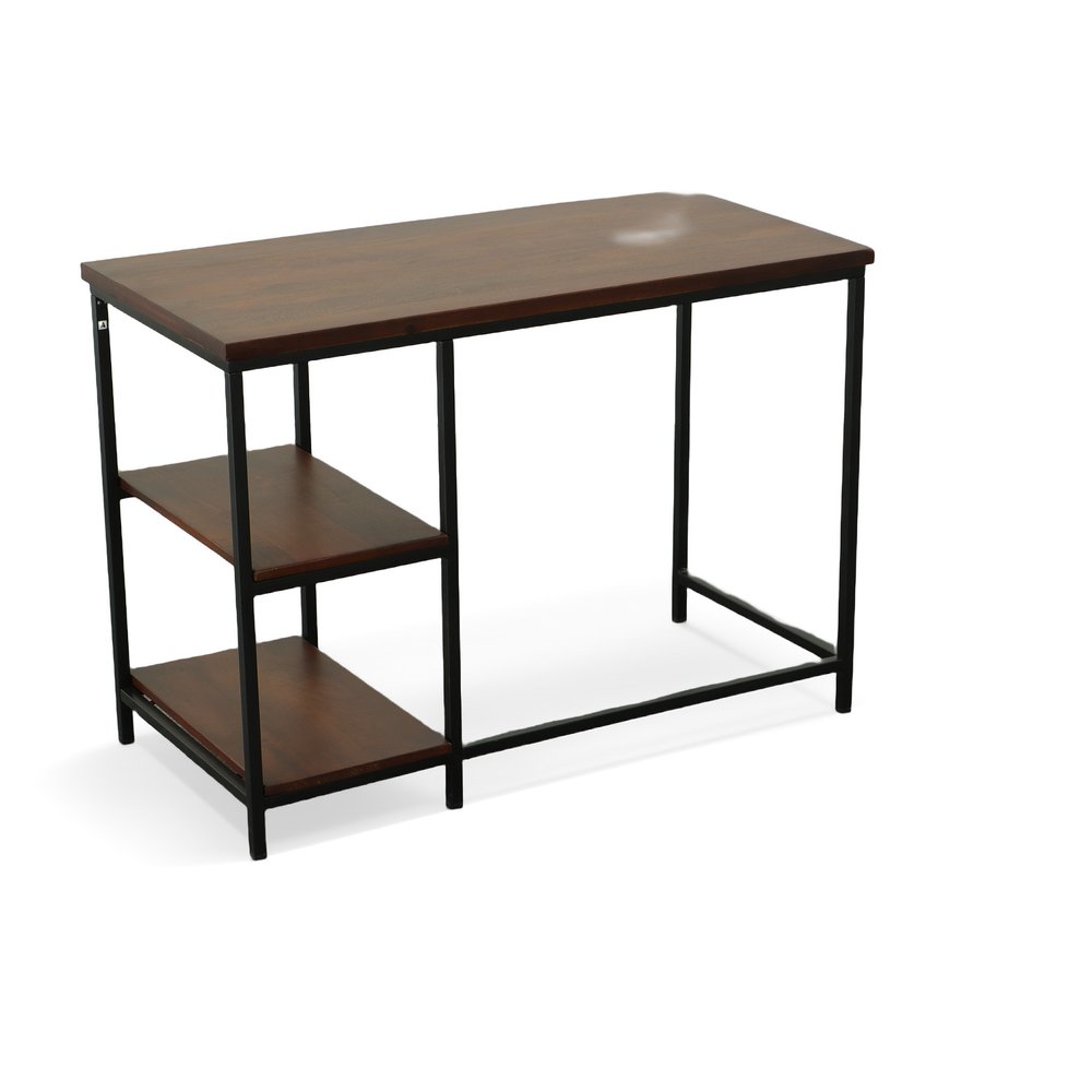 42" Chestnut and Black Solid Wood and Metal Computer Desk