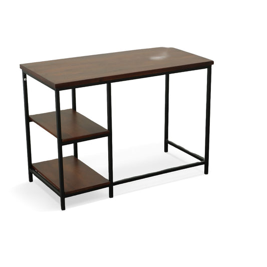 42" Chestnut and Black Solid Wood and Stainless Steel Computer Desk