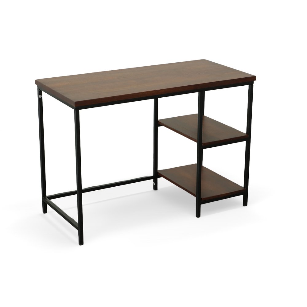 42" Chestnut and Black Solid Wood and Metal Computer Desk