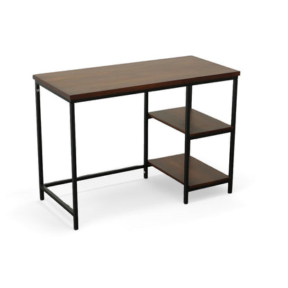 42" Chestnut and Black Solid Wood and Metal Computer Desk