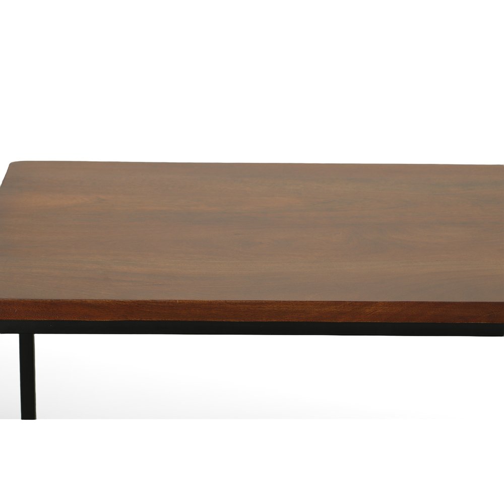 42" Chestnut and Black Solid Wood and Metal Computer Desk