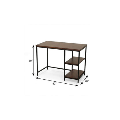 42" Chestnut and Black Solid Wood and Metal Computer Desk