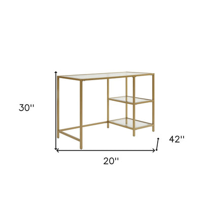 42" Clear and Gold Glass and Metal Computer Desk