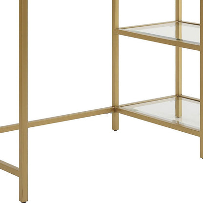 42" Clear and Gold Glass and Metal Computer Desk