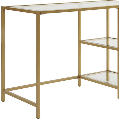 42" Clear and Gold Glass and Metal Computer Desk