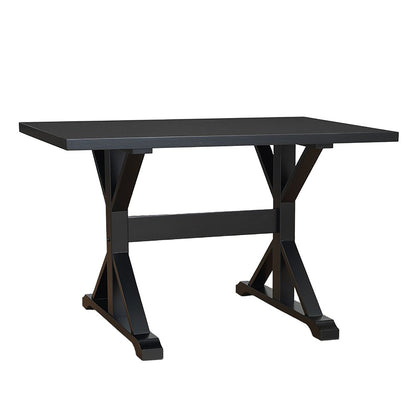 48" Black Solid Wood Trestle Writing Desk