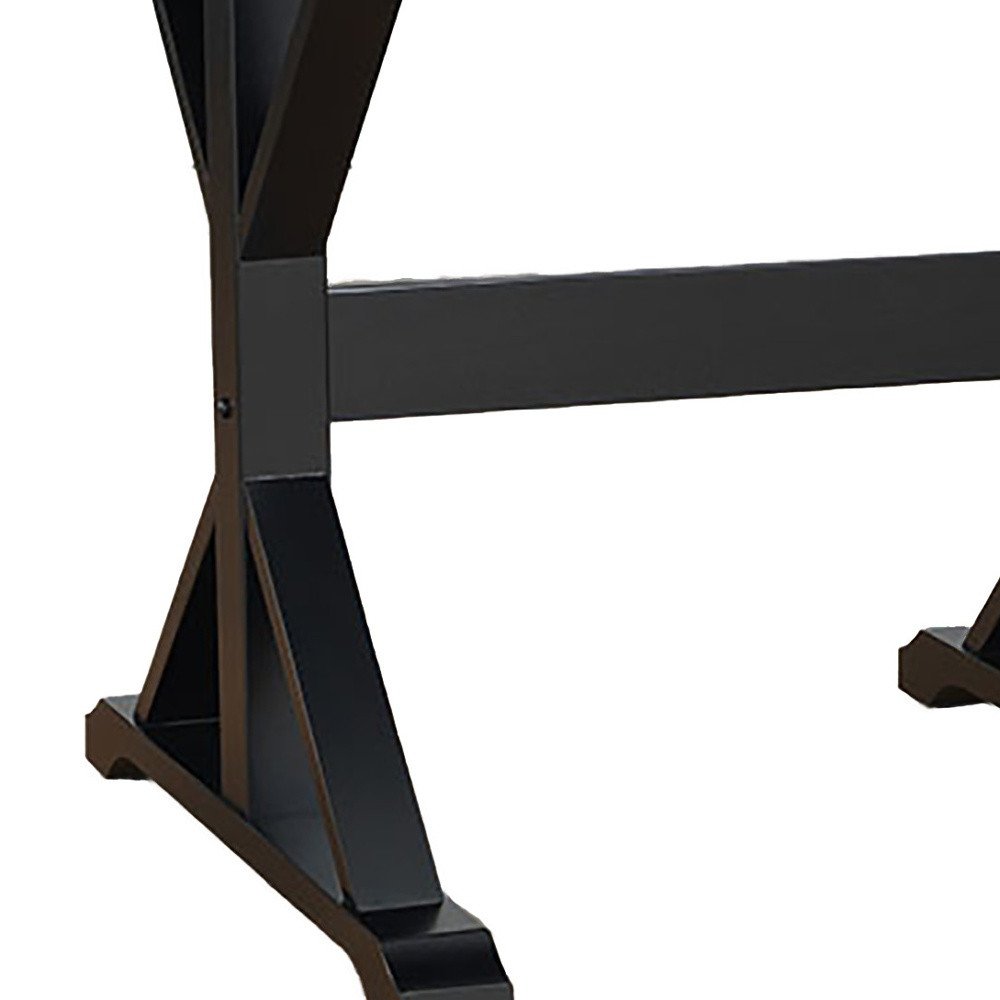 48" Black Solid Wood Trestle Writing Desk