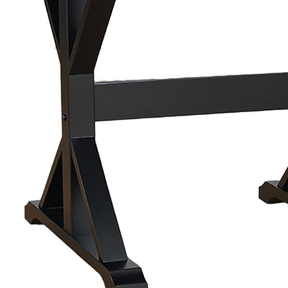 48" Black Solid Wood Trestle Writing Desk