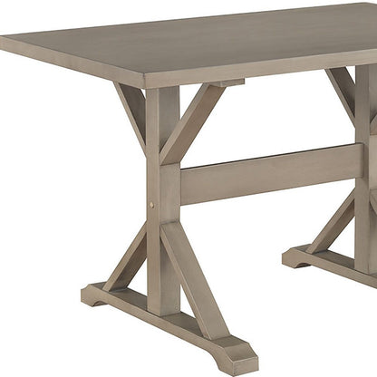 48" Gray Solid Wood Trestle Writing Desk
