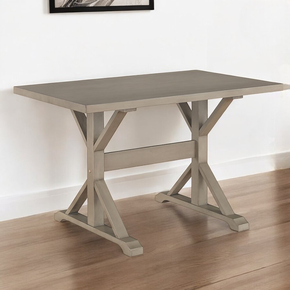 48" Gray Solid Wood Trestle Writing Desk