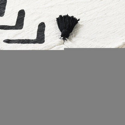 50" X 60" Black and White Woven Cotton Geometric Throw Blanket with Tassels