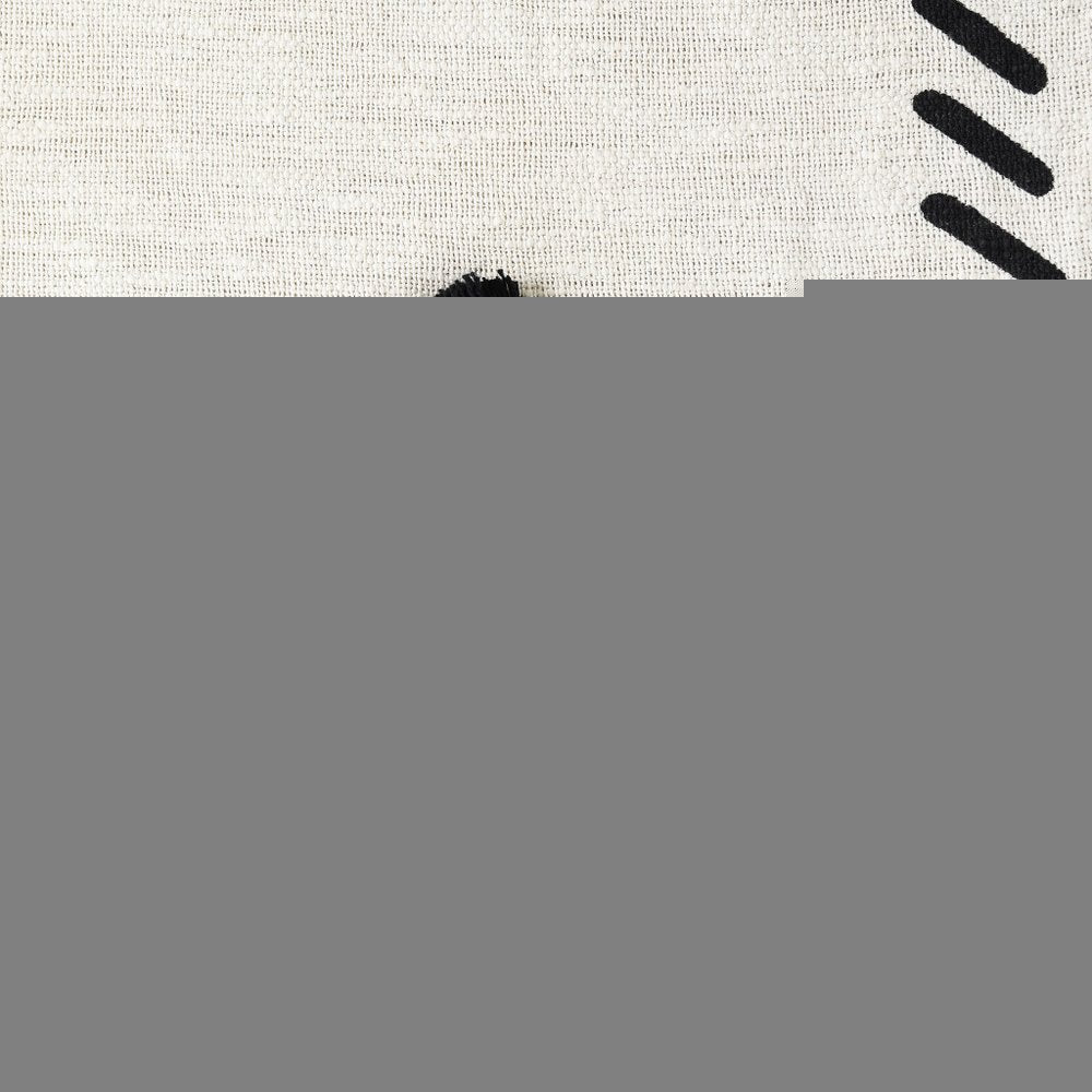 50" X 60" Black and White Woven Cotton Geometric Throw Blanket with Tassels