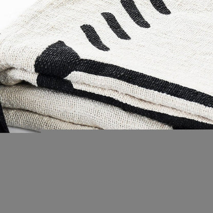 50" X 60" Black and White Woven Cotton Geometric Throw Blanket with Tassels