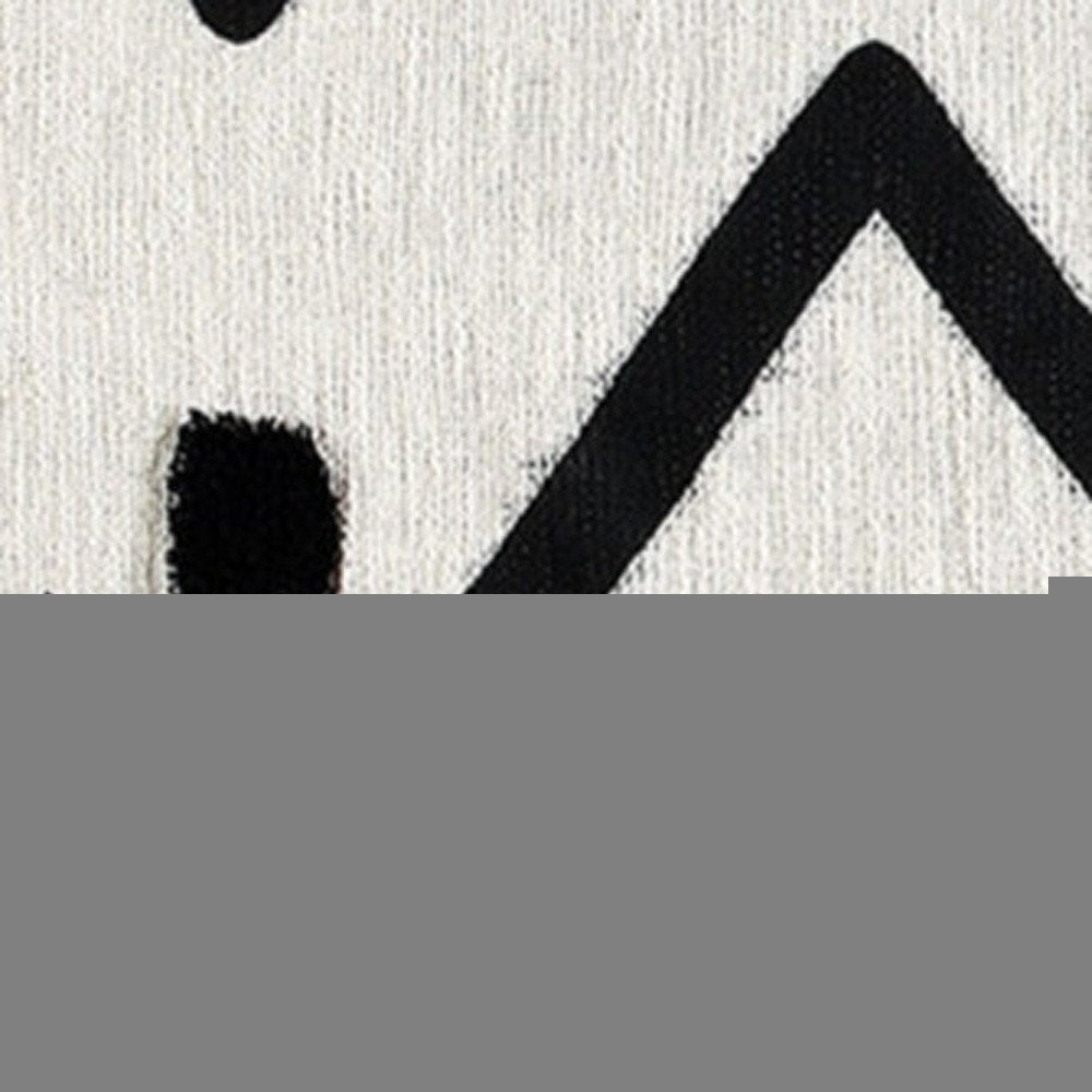 50" X 60" Black and White Woven Cotton Chevron Throw Blanket with Tassels