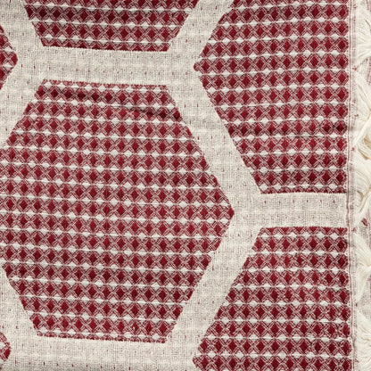 60" X 50" Yellow Woven Cotton Geometric Throw Blanket with Fringe