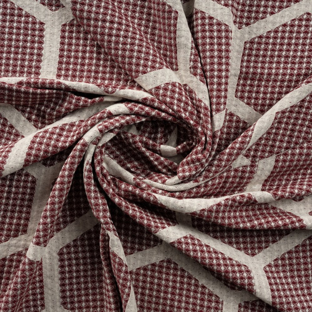 60" X 50" Blue and Off White Woven Cotton Geometric Throw Blanket with Fringe