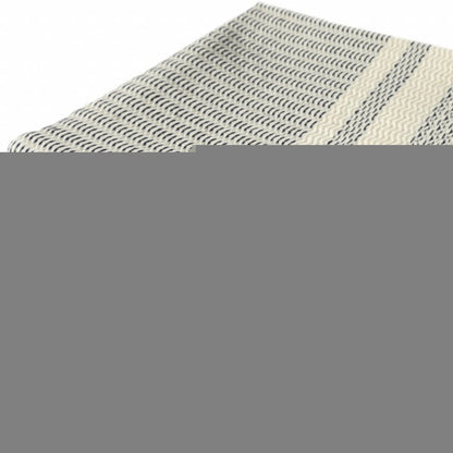 50" X 60" Blue and White Woven Cotton Striped Throw Blanket with Fringe