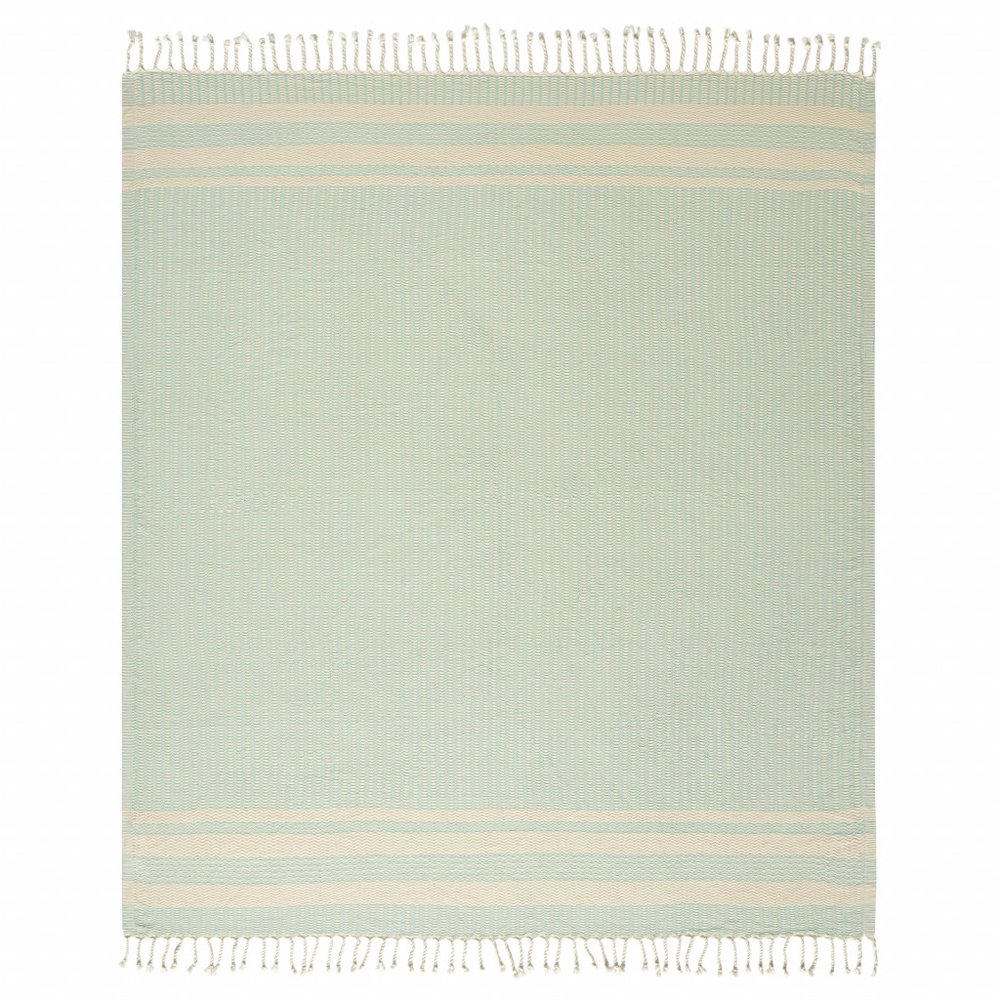 50" X 60" Orange Woven Cotton Striped Throw Blanket with Fringe