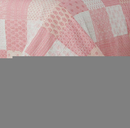 Pink Knitted Cotton Geometric Throw