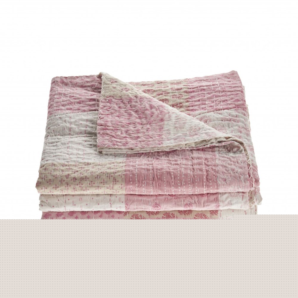 Pink Knitted Cotton Geometric Throw
