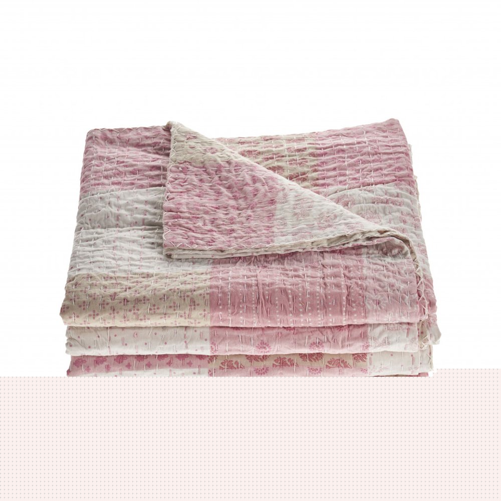 Pink Knitted Cotton Geometric Throw