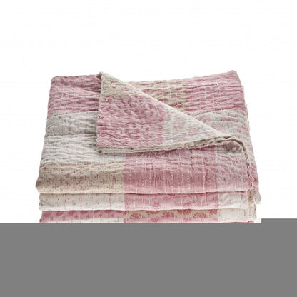 Pink Knitted Cotton Geometric Throw