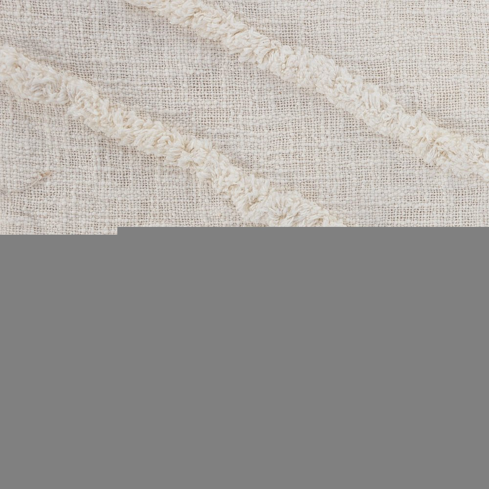 Ivory Geometric Queen Cotton Coverlet With Fringe