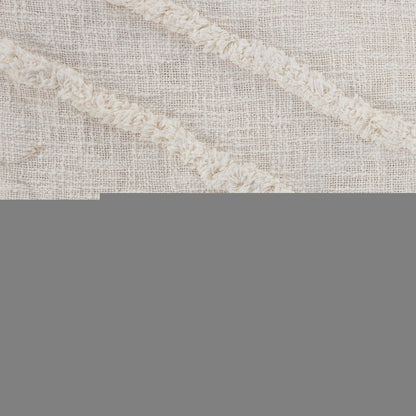 Ivory Geometric Queen Cotton Coverlet With Fringe