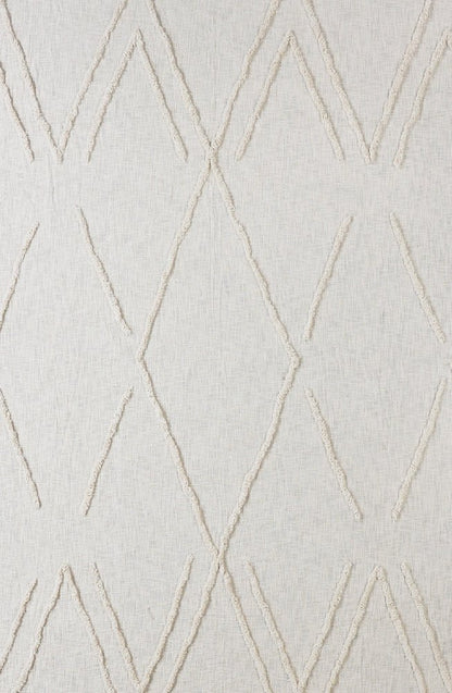 Ivory Geometric King Cotton Coverlet With Fringe