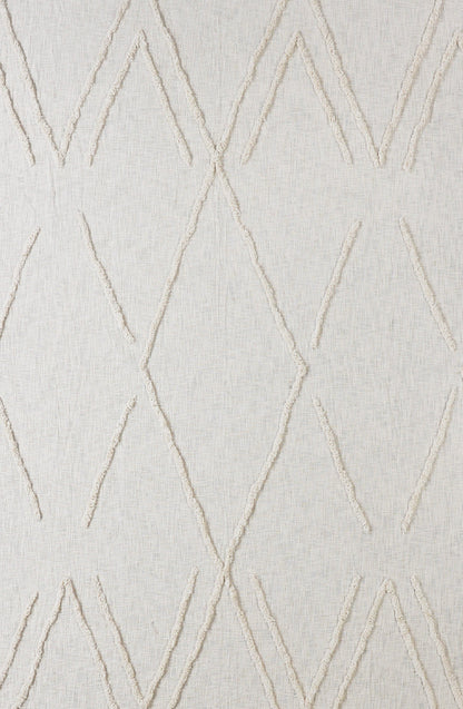 Ivory Geometric King Cotton Coverlet With Fringe