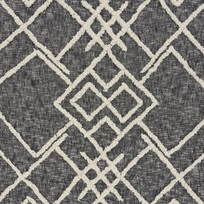 60" X 50" Black and Gray Woven Cotton Geometric Throw Blanket with Fringe