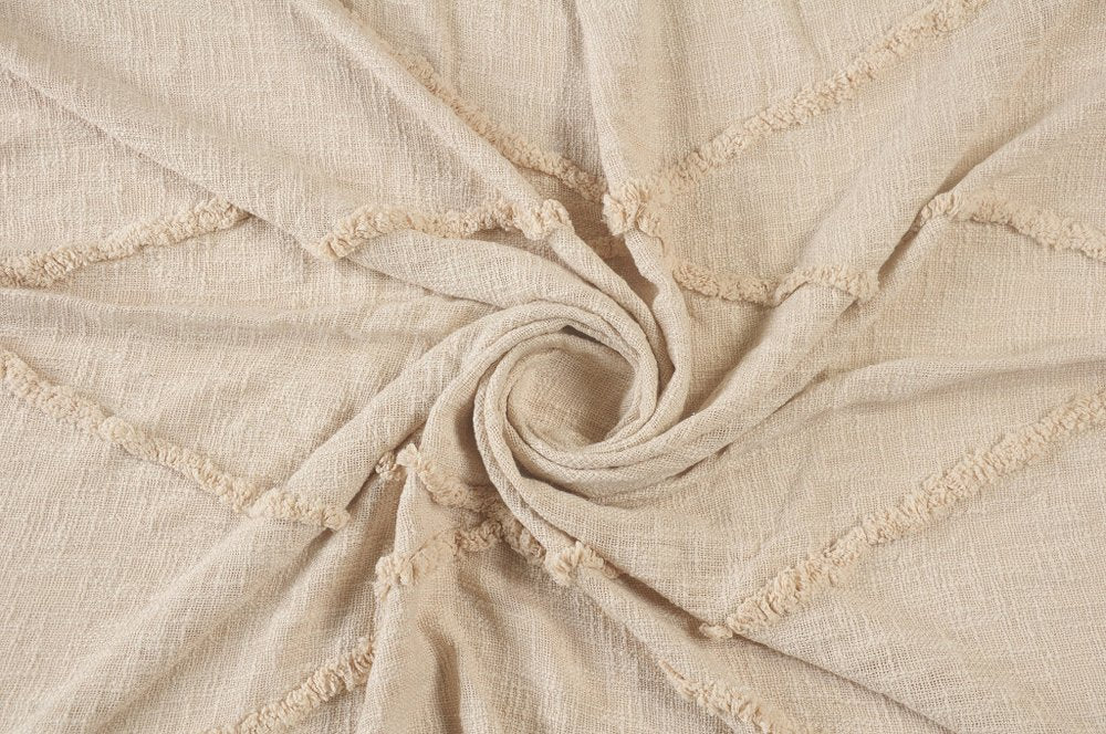 60" X 50" Orange Woven Cotton Throw Blanket with Fringe