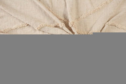60" X 50" Cream Woven Cotton Throw Blanket with Fringe