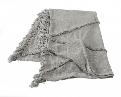60" X 50" Orange Woven Cotton Throw Blanket with Fringe