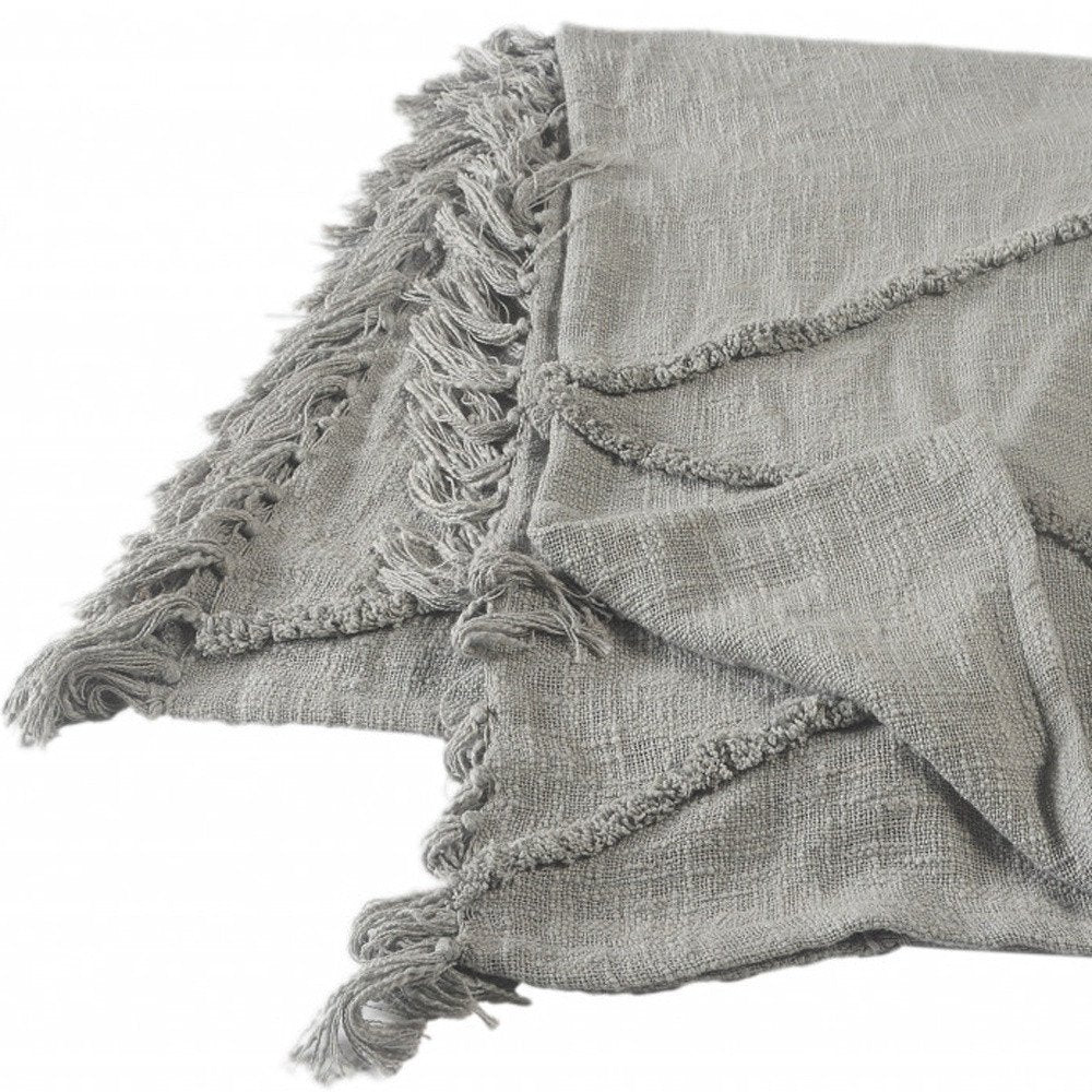 60" X 50" Orange Woven Cotton Throw Blanket with Fringe