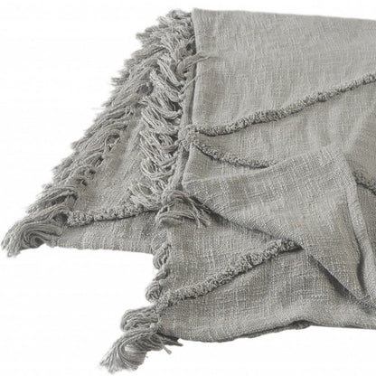 60" X 50" Orange Woven Cotton Throw Blanket with Fringe