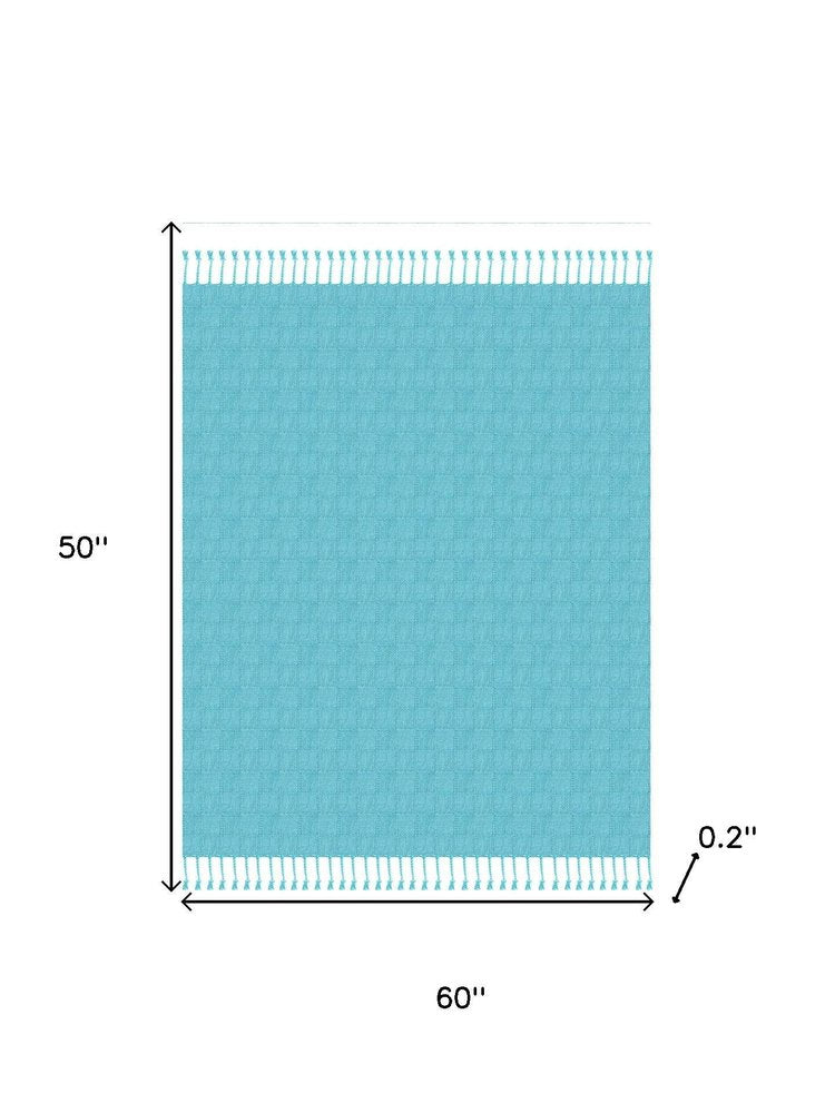 50" x 60" Black Woven Cotton Throw Blanket with Fringe