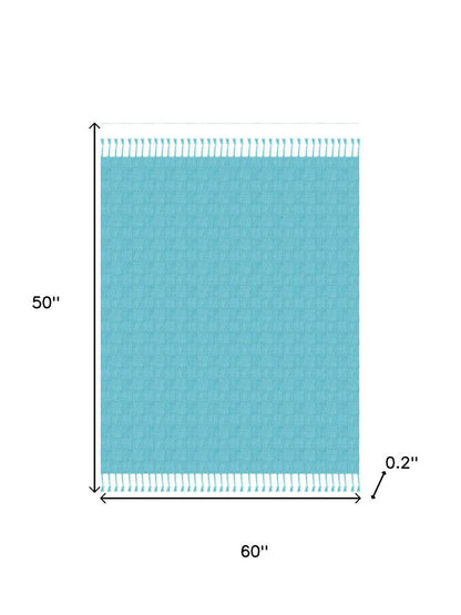 50" x 60" Black Woven Cotton Throw Blanket with Fringe