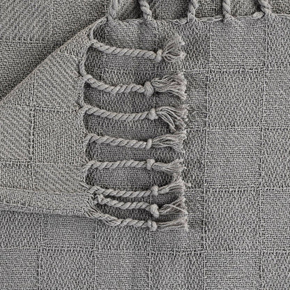 50" x 60" Black Woven Cotton Throw Blanket with Fringe