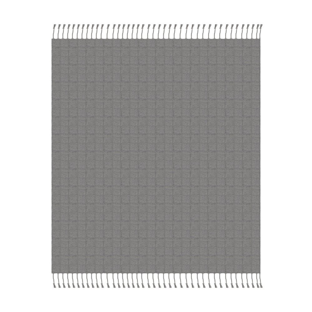 50" x 60" Black Woven Cotton Throw Blanket with Fringe