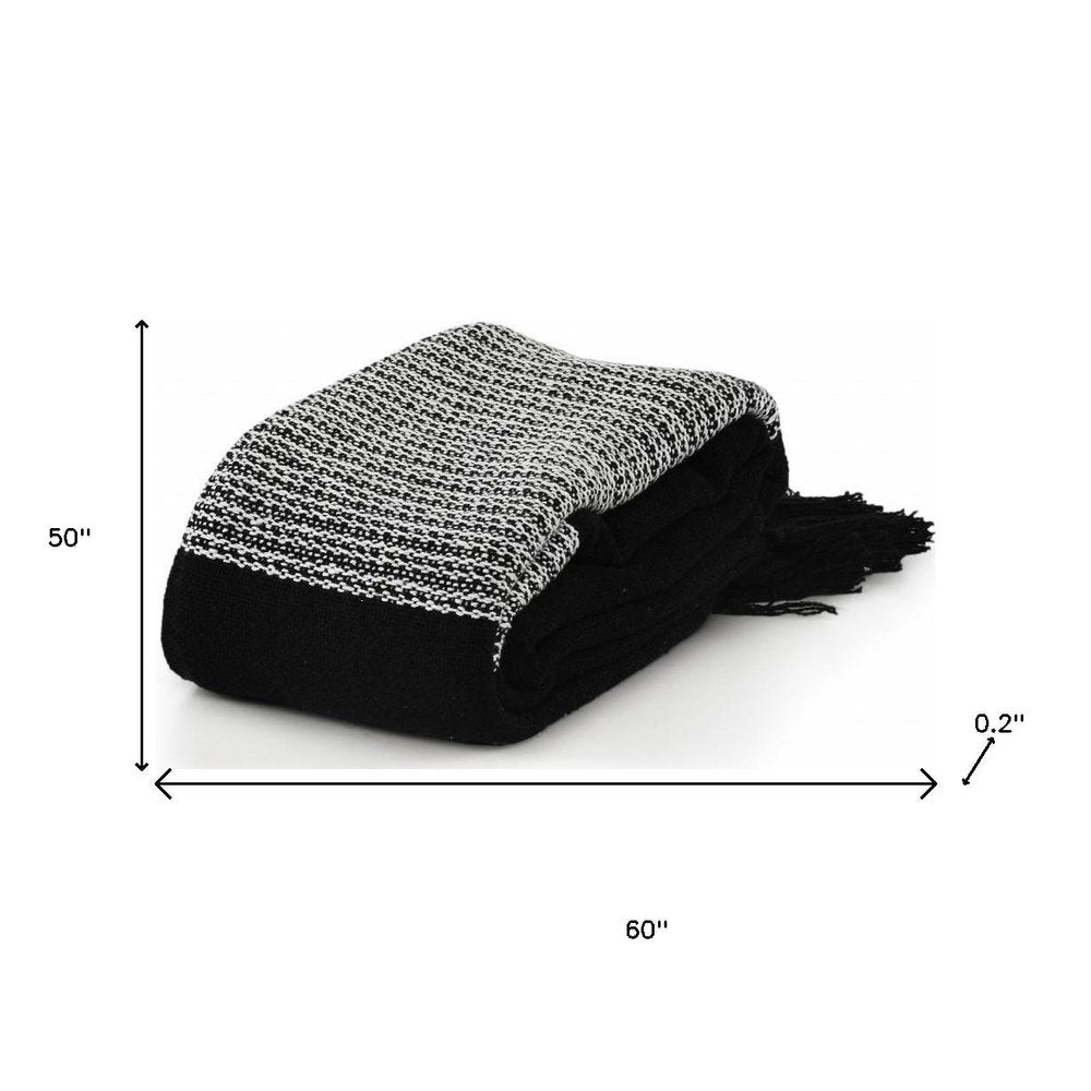 Black and White Woven Cotton Checkered Throw Blanket