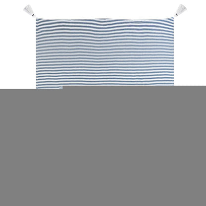 50" X 60" Blue and White Woven Cotton Striped Throw Blanket with Tassels