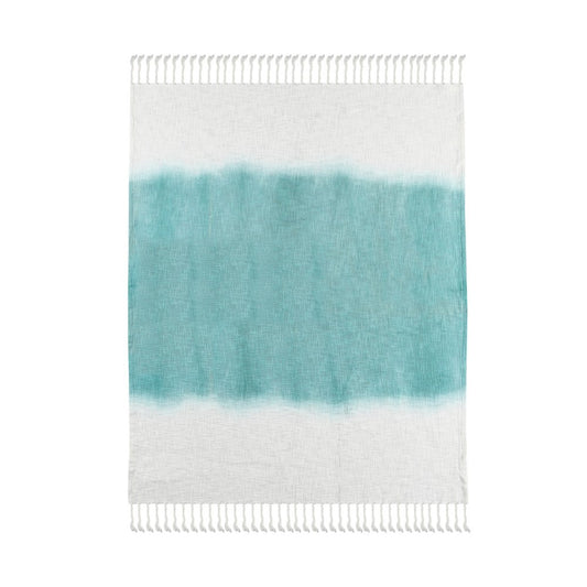 50" X 60" Blue and White Woven Cotton Ombre Throw Blanket with Fringe