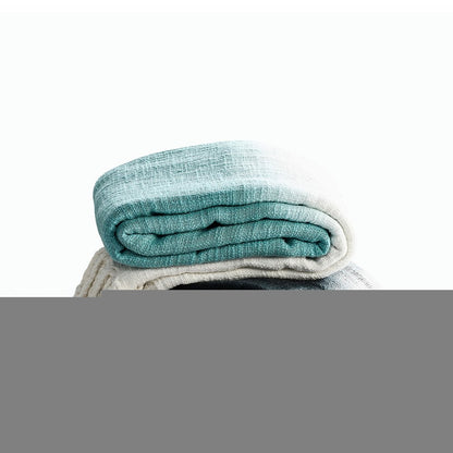 50" X 60" Blue and White Woven Cotton Ombre Throw Blanket with Fringe