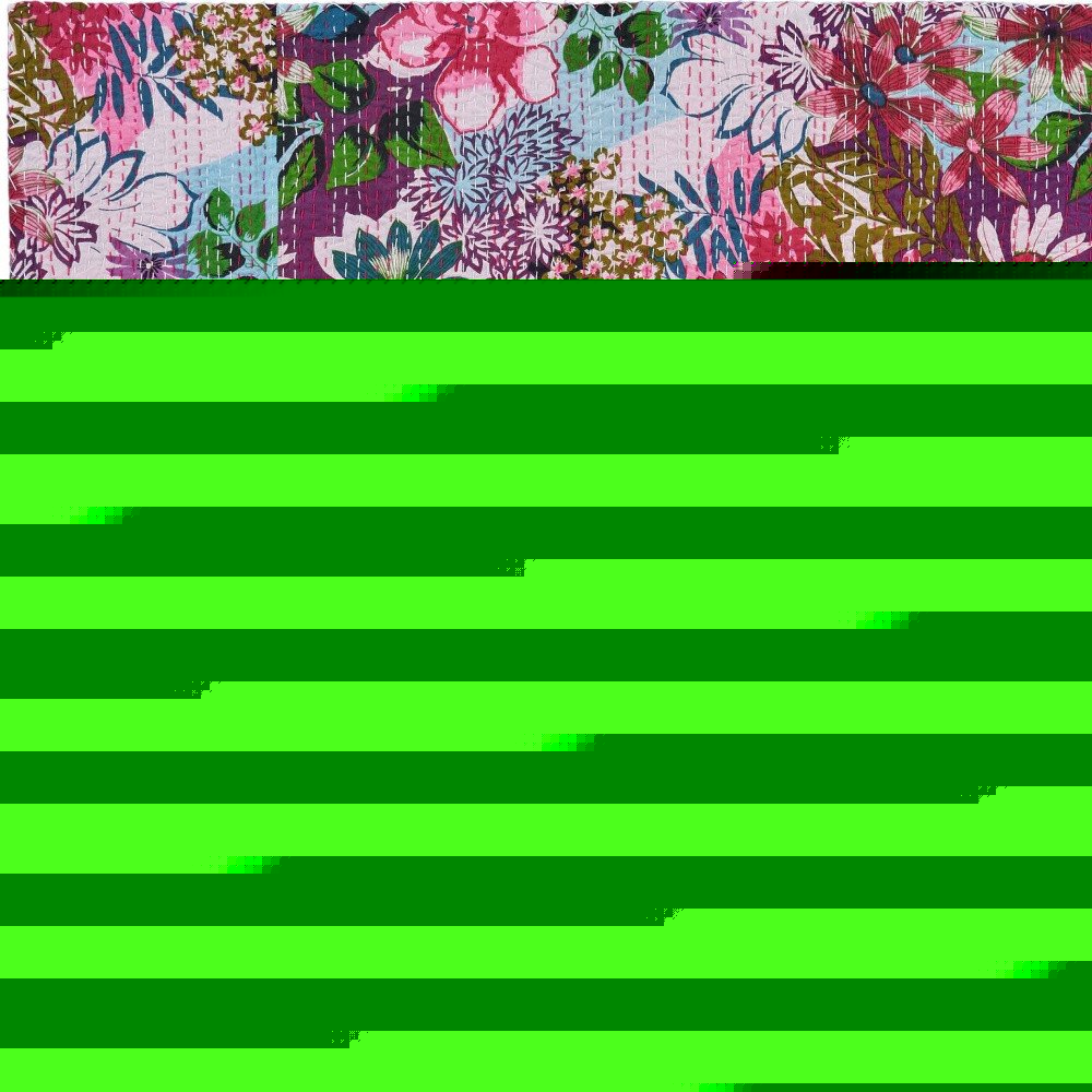 70" X 50" Purple Floral Cotton Quilted Kantha Throw Blanket with Embroidery